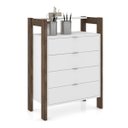Ver imagem 1 de Gaveteiro 4 Gavetas Multiuso Escritório Ou Closet Az1012 Branco Nogal Tecno Mobili