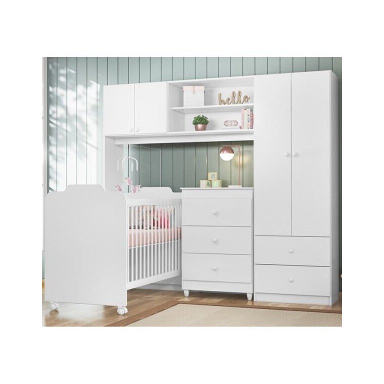 Quarto de Bebê com Guarda-Roupa,  Berço e Cômoda Ternura Peternella