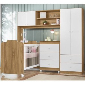 Quarto de Bebê com Guarda-Roupa,  Berço e Cômoda Ternura Peternella