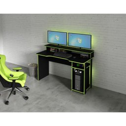 Mesa para Computador Gamer 1,36m Me4153 Tecno Mobili - Preto/verde - 2