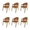 Ver imagem 1 de Kit 6 Cadeiras Helen Madeira Maciça Cerejeira Premium Assento Facto para Mesa - Caramelo
