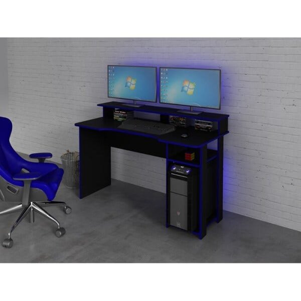 Mesa para Computador Gamer Me4153 Preto Azul Tecno Mobili - 6