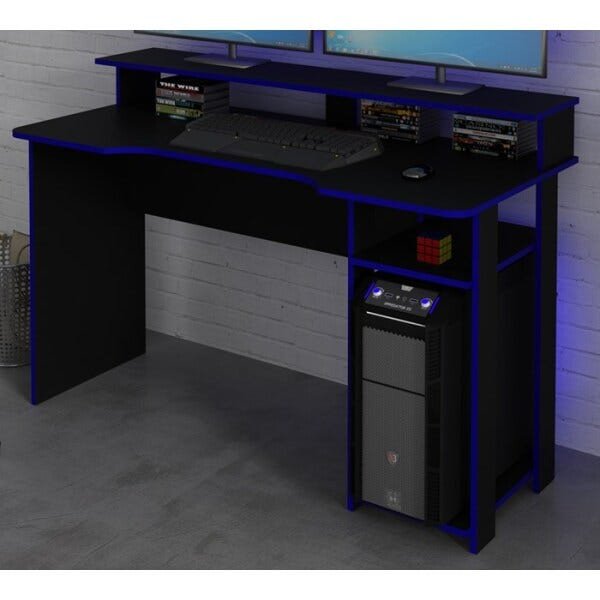 Mesa para Computador Gamer Me4153 Preto Azul Tecno Mobili