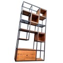 Ver imagem 4 de Estante Industrial Divisória de Ambientes - Ferro em Preto e Madeira Pinus Tonalidade Imbuia