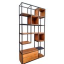 Ver imagem 2 de Estante Industrial Divisória de Ambientes - Ferro em Preto e Madeira Pinus Tonalidade Imbuia