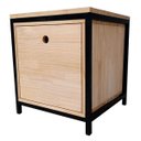 Ver imagem 3 de Mesa de Cabeceira Estilo Industrial - Nicho de Ferro e Madeira com 1 Porta Basculante