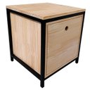 Ver imagem 1 de Mesa de Cabeceira Estilo Industrial - Nicho de Ferro e Madeira com 1 Porta Basculante
