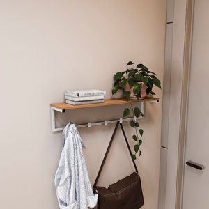 Cabideiro Prateleira de Parede Li042 Canela Branco Kpb