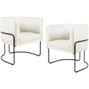 Ver imagem 1 de Kit 2 Poltronas Decorativas Fixa Base de Aço Preto Betina D02 Veludo Bege B-309 - Lyam Decor