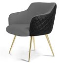 Ver imagem 1 de Poltrona Decorativa Pés Palitos D'Ouro Jade D02 Linho Cinza C-416 Tressê Corano Preto - Lyam