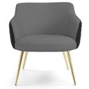 Ver imagem 2 de Poltrona Decorativa Pés Palitos D'Ouro Jade D02 Linho Cinza C-416 Tressê Corano Preto - Lyam