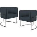 Ver imagem 1 de Kit 2 Poltronas Decorativas Fixa Base de Aço Preto Betina D02 Linho Chumbo C-465 - Lyam Decor
