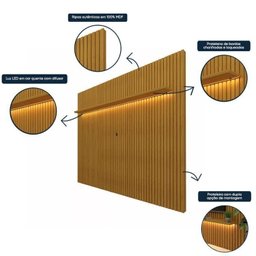 Painel para Tv até 90 Polegadas Ripado com Led 330cm 100% Mdf Nobre - 6