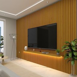 Painel para Tv até 90 Polegadas Ripado com Led 330cm 100% Mdf Nobre - 1