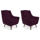 Ver imagem 1 de Kit 2 Poltronas Decorativa Fixa Pés de Madeira Juliet D02 Veludo Roxo Grape B-292 - Lyam Decor