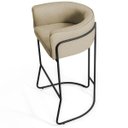 Ver imagem 3 de Kit 02 Banquetas Decorativas Fixa Base de Aço Preto Betina D02 Linho Bege C-129 - Lyam Decor