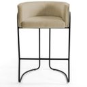 Ver imagem 4 de Kit 02 Banquetas Decorativas Fixa Base de Aço Preto Betina D02 Linho Bege C-129 - Lyam Decor