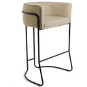 Ver imagem 2 de Kit 02 Banquetas Decorativas Fixa Base de Aço Preto Betina D02 Linho Bege C-129 - Lyam Decor