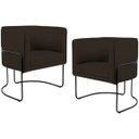 Ver imagem 1 de Kit 2 Poltronas Decorativas Fixa Base de Aço Preto Betina D02 Corano Marrom C-34 - Lyam Decor