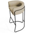 Ver imagem 4 de Kit 03 Banquetas Decorativas Fixa Base de Aço Preto Betina D02 Linho Bege C-129 - Lyam Decor