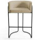 Ver imagem 5 de Kit 03 Banquetas Decorativas Fixa Base de Aço Preto Betina D02 Linho Bege C-129 - Lyam Decor