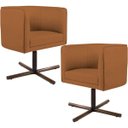 Ver imagem 1 de Kit 2 Poltronas Decorativas Giratória Base X Betina D02 Veludo Telha B-262 - Lyam Decor