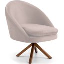 Ver imagem 1 de Poltrona Decorativa Base Giratória de Madeira Rafa D02 Veludo Bege C-309 - Lyam Decor