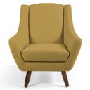 Ver imagem 2 de Poltrona Decorativa Fixa Pés de Madeira Juliet D02 Veludo Mostarda C-279 - Lyam Decor