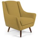 Ver imagem 1 de Poltrona Decorativa Fixa Pés de Madeira Juliet D02 Veludo Mostarda C-279 - Lyam Decor