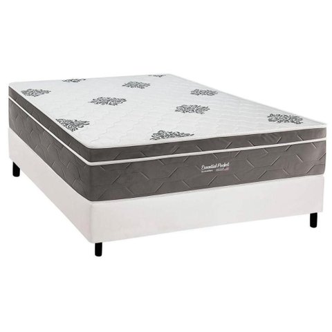 Conjunto Box Casal: Colchão Molas Inovaflex Ensacadas Essential+base Crc Corano White (138x188)