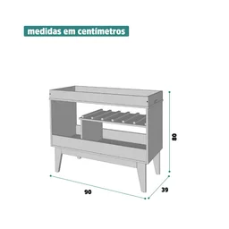 Aparador Sala Barzinho Dakar Organizador Bebidas Decoração Hall Entrada Cozinha Retrô Branco/madeira - 4 Aparador Sala Barzinho Dakar Organizador Bebidas Decoração Hall Entrada Cozinha Retrô Branco/madeira - 4