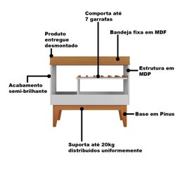 Aparador Sala Barzinho Dakar Organizador Bebidas Decoração Hall Entrada Cozinha Retrô Branco/madeira - 5 Aparador Sala Barzinho Dakar Organizador Bebidas Decoração Hall Entrada Cozinha Retrô Branco/madeira - 5