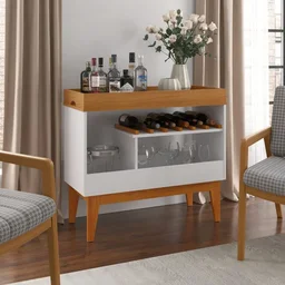 Aparador Sala Barzinho Dakar Organizador Bebidas Decoração Hall Entrada Cozinha Retrô Branco/madeira - 3 Aparador Sala Barzinho Dakar Organizador Bebidas Decoração Hall Entrada Cozinha Retrô Branco/madeira - 3