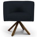 Ver imagem 2 de Poltrona Decorativa Base Giratória de Madeira Betina D02 Corano Preto C-05 - Lyam Decor