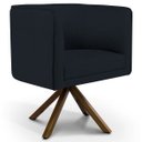 Ver imagem 1 de Poltrona Decorativa Base Giratória de Madeira Betina D02 Corano Preto C-05 - Lyam Decor