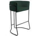Ver imagem 4 de Kit 03 Banquetas Decorativas Fixa Base de Aço Preto Betina D02 Linho Verde Musgo C-117 - Lyam