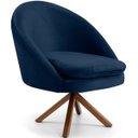 Ver imagem 1 de Poltrona Decorativa Base Giratória de Madeira Rafa D02 Veludo Azul Oxford C-304 - Lyam Decor