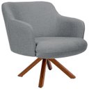Ver imagem 1 de Poltrona Decorativa Base Giratória de Madeira Jade D02 Linho Cinza C-416 - Lyam Decor