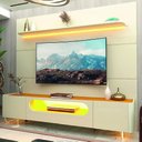 Ver imagem 2 de Rack Bancada Nobre com Painel para Tv até 85 Polegadas com Pés de Vidro e Led Royal