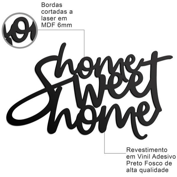 Quadro Decorativo Para Sala Home Sweet Home I01 Preto - Lyam Decor - 3