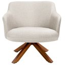 Ver imagem 3 de Poltrona Decorativa Base Giratória de Madeira Jade D02 Linho Bege C-107 - Lyam Decor