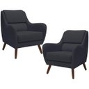 Ver imagem 1 de Kit 2 Poltronas Decorativas para e Recepção Gooby D02 Linho Chumbo C-465 - Lyam