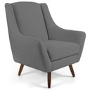 Ver imagem 1 de Poltrona Decorativa Fixa Pés de Madeira Juliet D02 Linho Cinza C-416 - Lyam Decor