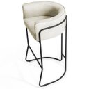 Ver imagem 4 de Kit 02 Banquetas Decorativas Fixa Base de Aço Preto Betina D02 Linho Bege C-107 - Lyam Decor