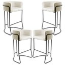 Ver imagem 1 de Kit 04 Banquetas Decorativas Fixa Base de Aço Preto Betina D02 Linho Bege C-107 - Lyam Decor