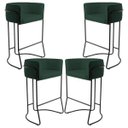 Ver imagem 1 de Kit 04 Banquetas Decorativas Fixa Base de Aço Preto Betina D02 Linho Verde Musgo C-117 - Lyam
