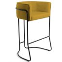 Ver imagem 2 de Kit 02 Banquetas Decorativas Fixa Base de Aço Preto Betina D02 Veludo Mostarda C-279 - Lyam Decor
