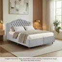 Ver imagem 2 de Kit Cama Box Queen + Cabeceira Estofada em Madeira Maciça Curva Provençal com Capitonê Cinza/Linho