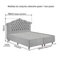 Ver imagem 5 de Kit Cama Box Queen + Cabeceira Estofada em Madeira Maciça Curva Provençal com Capitonê Cinza/Linho