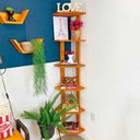 Ver imagem 1 de Estante de Canto de Madeira Pinus 6 Prateleiras Linea Carvalho